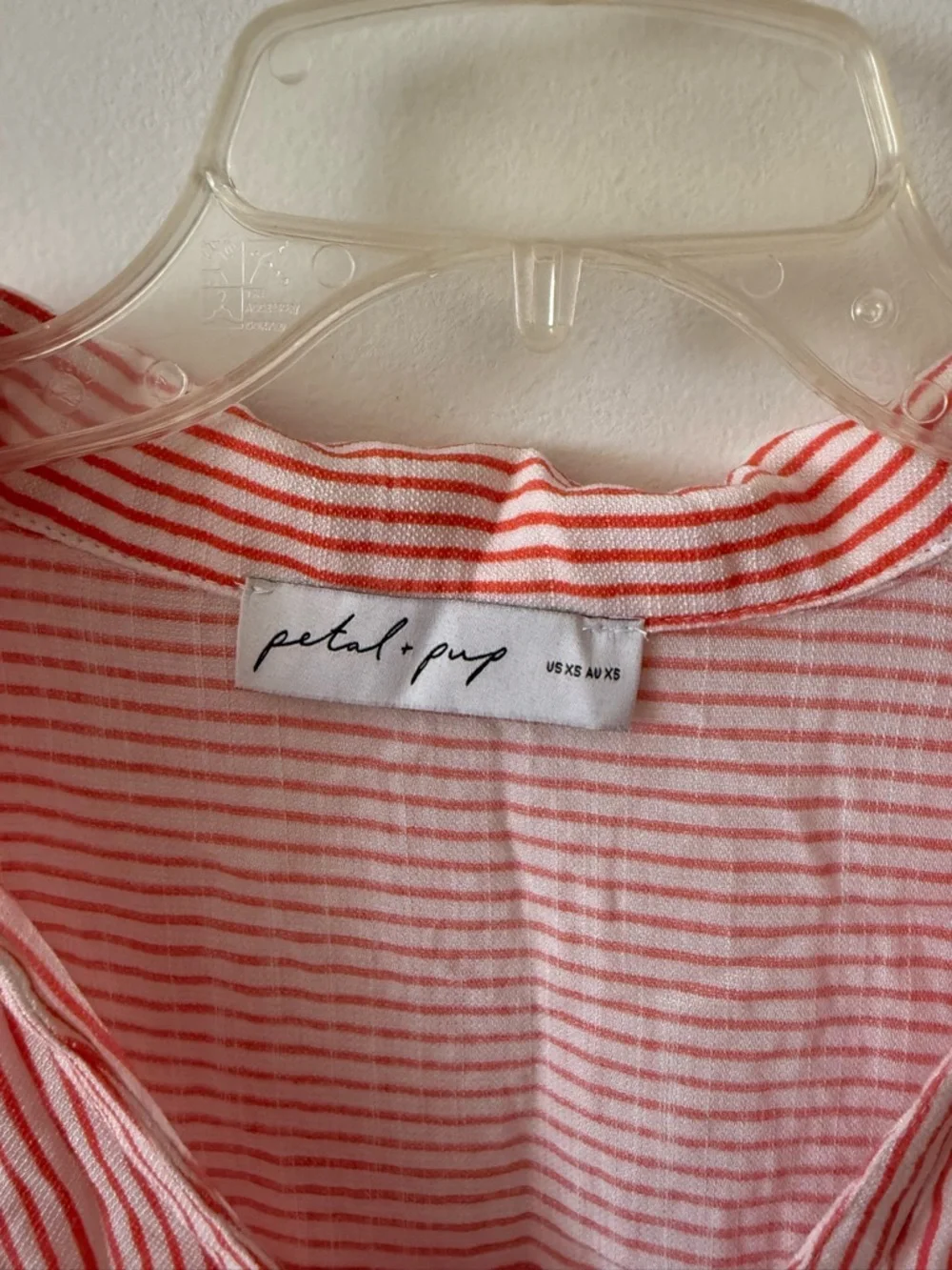 Petal & Pup Coral and White Striped Oversized Shirt - Picture 4 of 7